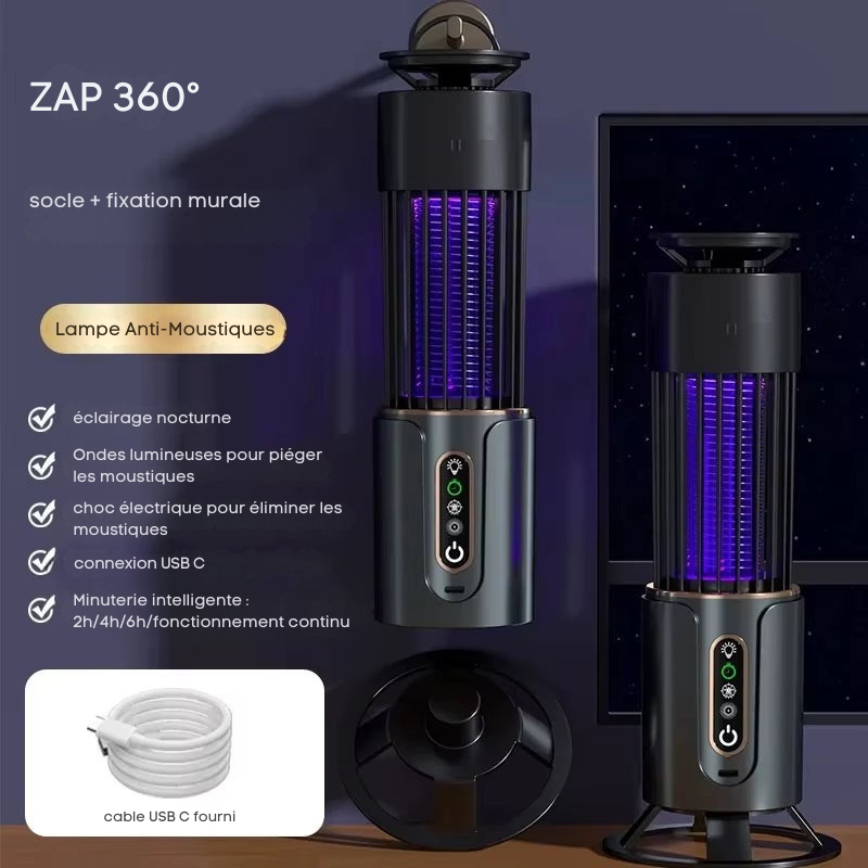 ZAP 360 - Lampe Anti-Moustiques à Charge USB C