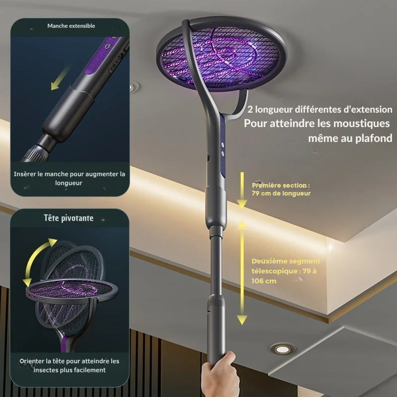 ZAP - Raquette électrique rechargeable Anti insectes + Lampe Piège