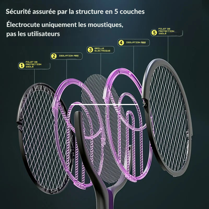 ZAP - Raquette électrique rechargeable Anti insectes + Lampe Piège