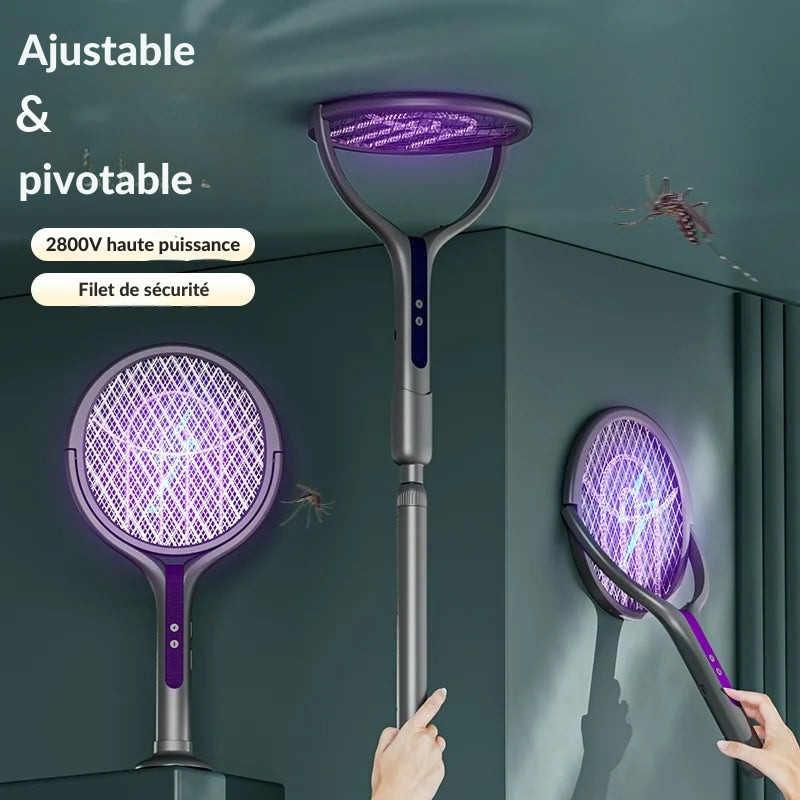 ZAP - Raquette électrique rechargeable Anti insectes + Lampe Piège