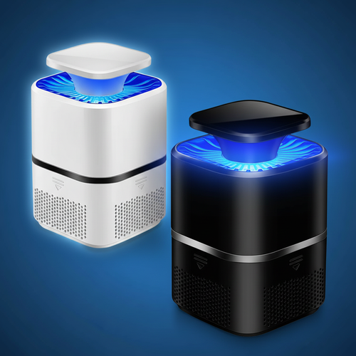 Lampes blanc et noir USB - fond bleu dégradé